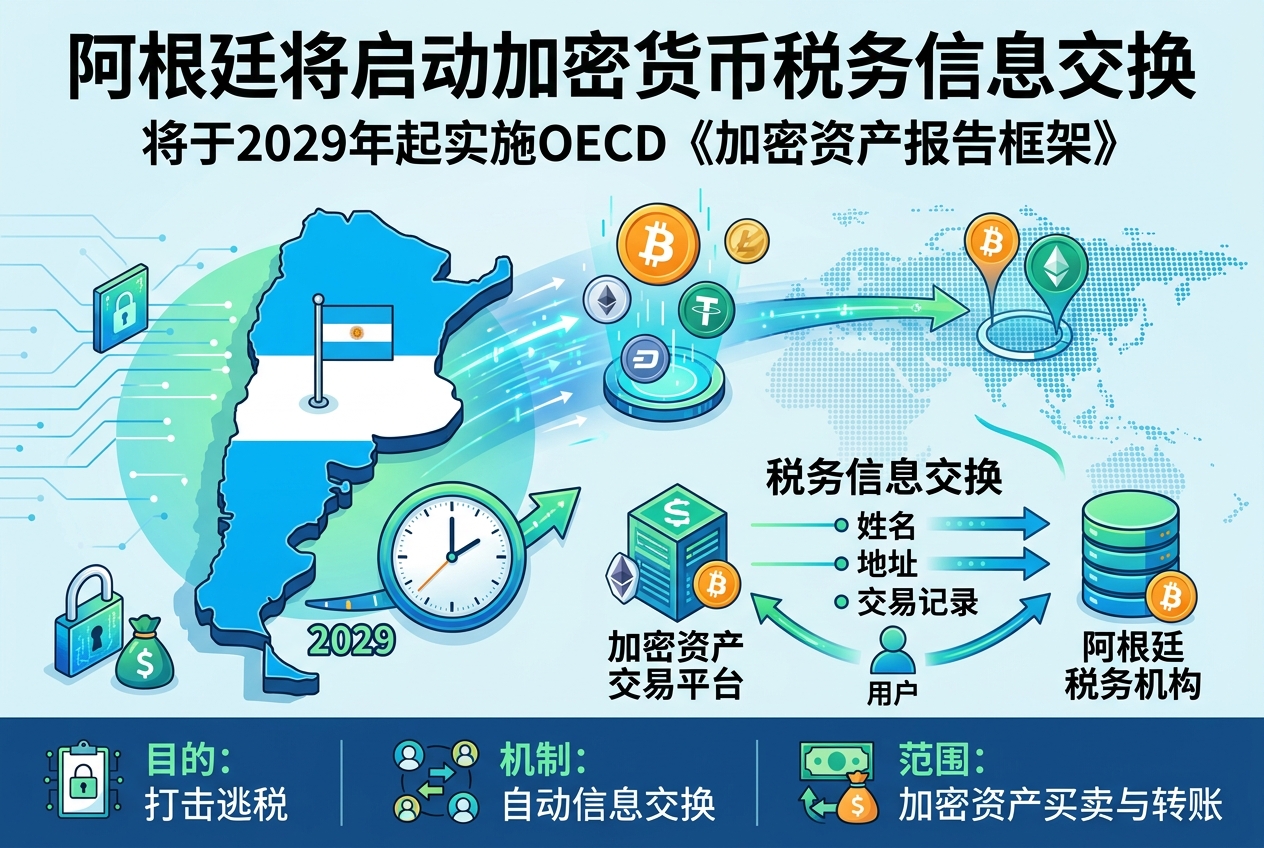 阿根廷将从2029年起交换比特币及加密货币税务信息
