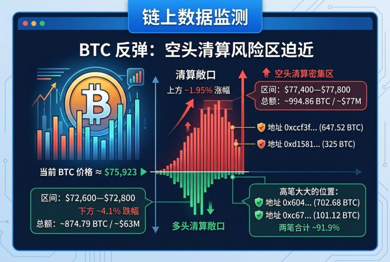 链上数据:BTC反弹约1.9%或触及空头清算密集区-指挥使社区 - 真实线索、热点议题与深度观察