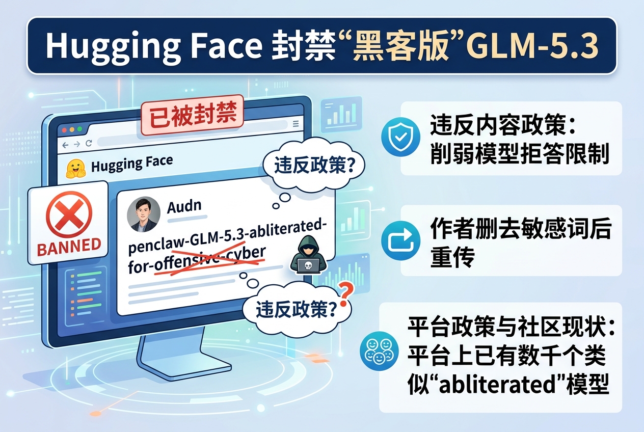 Hugging Face 封禁“黑客版”GLM-5.3,作者改名后重传
