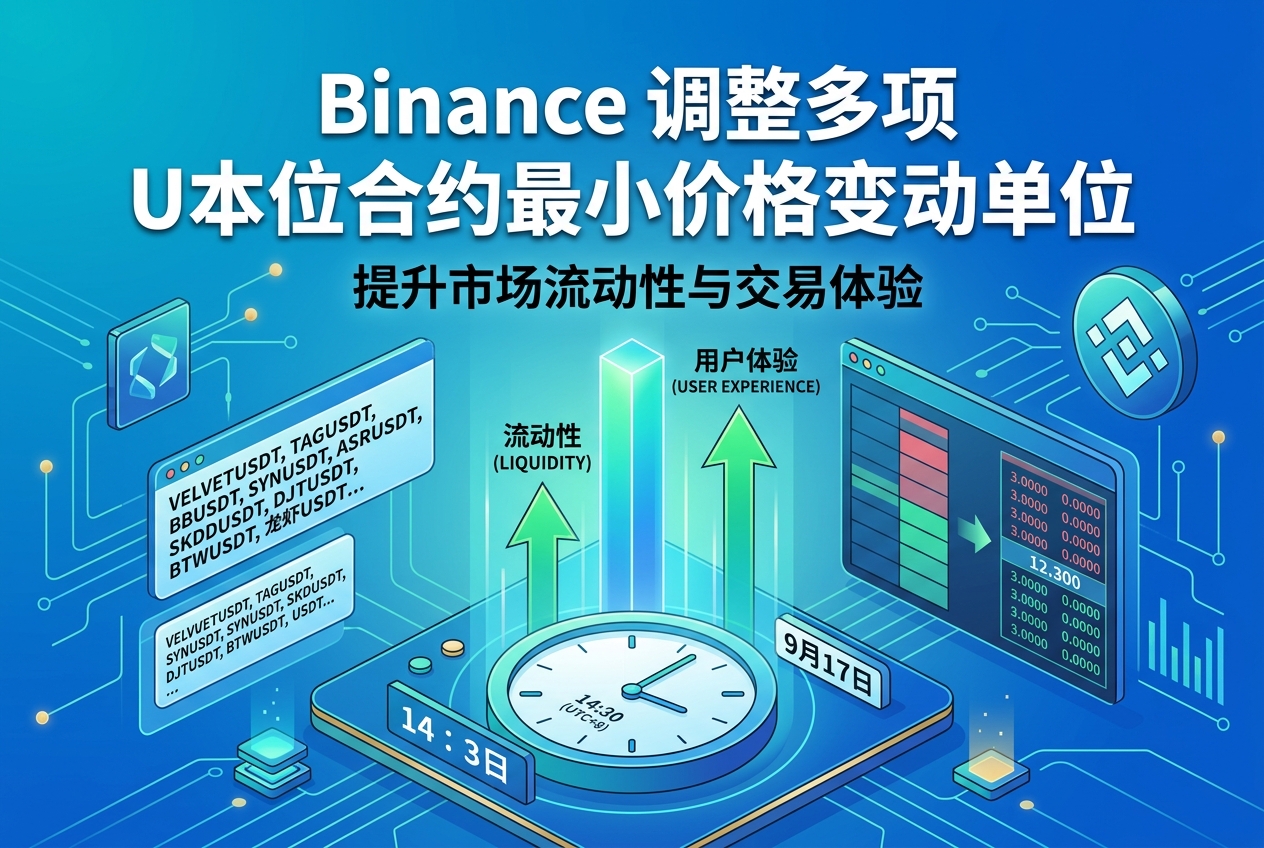 Binance 将调整多项 U 本位永续合约最小价格变动单位