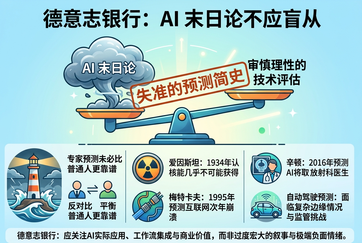 德银给“AI 末日论”泼冷水：专家预测未来，未必比普通人更靠谱