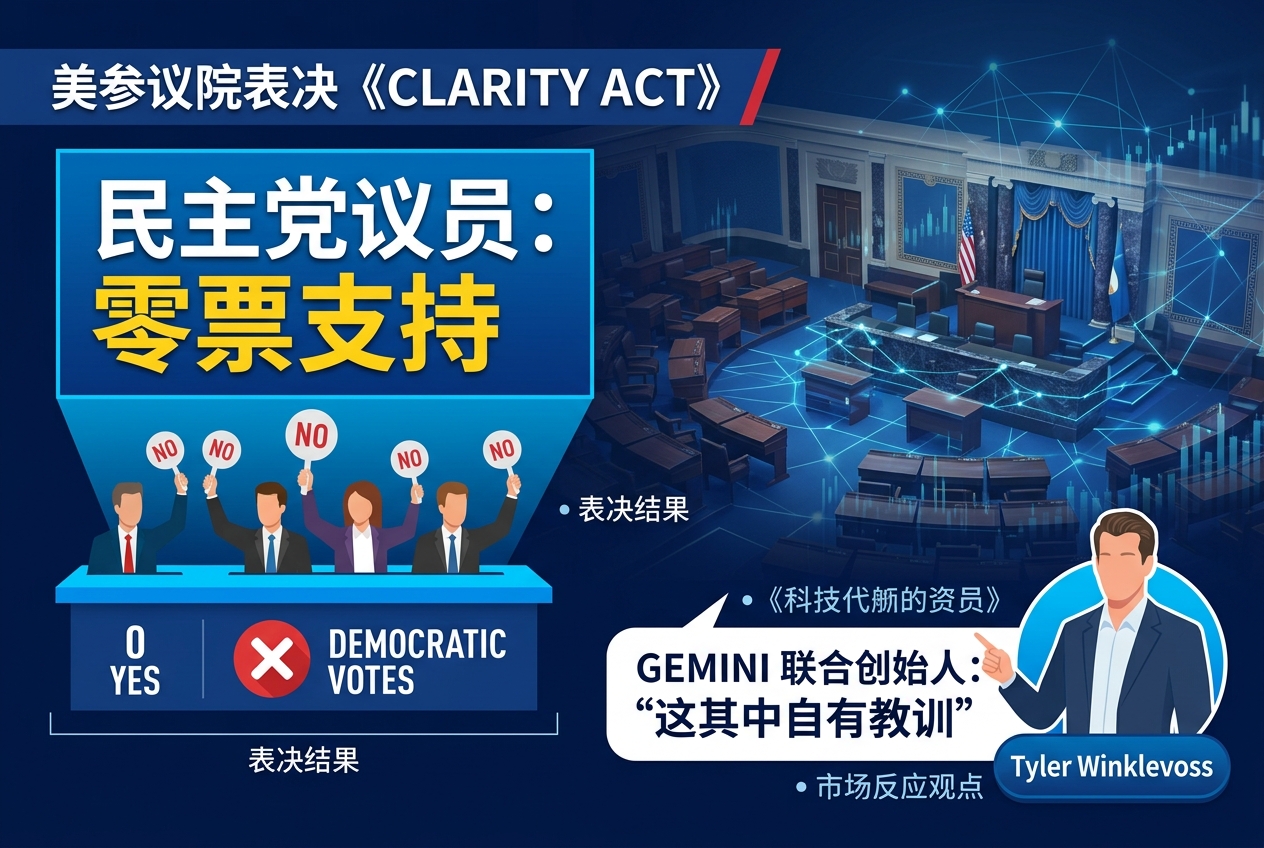 Gemini 联合创始人:没有一名民主党议员投票支持《Clarity Act》