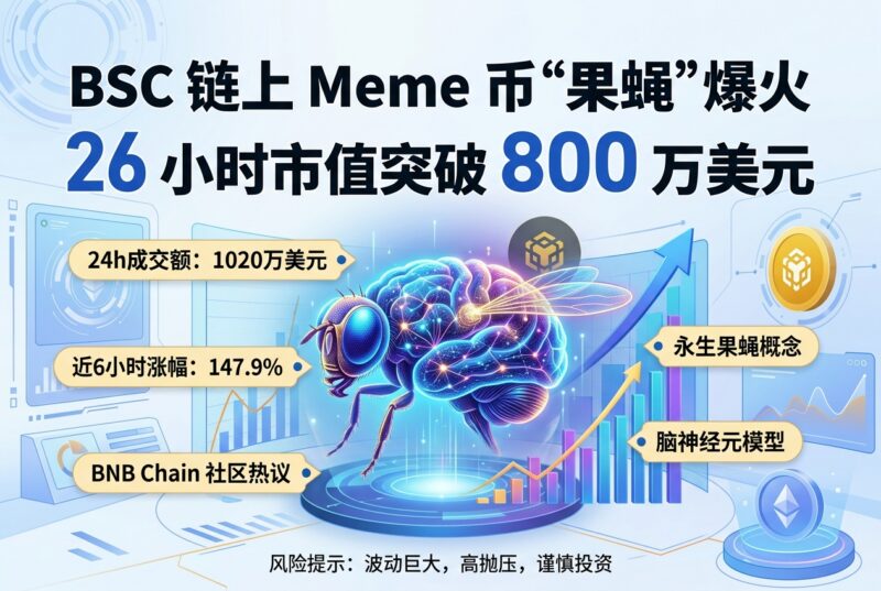 BSC 链上 Meme 币“果蝇”上线 26 小时,市值突破 800 万美元-指挥使社区 - 真实线索、热点议题与深度观察