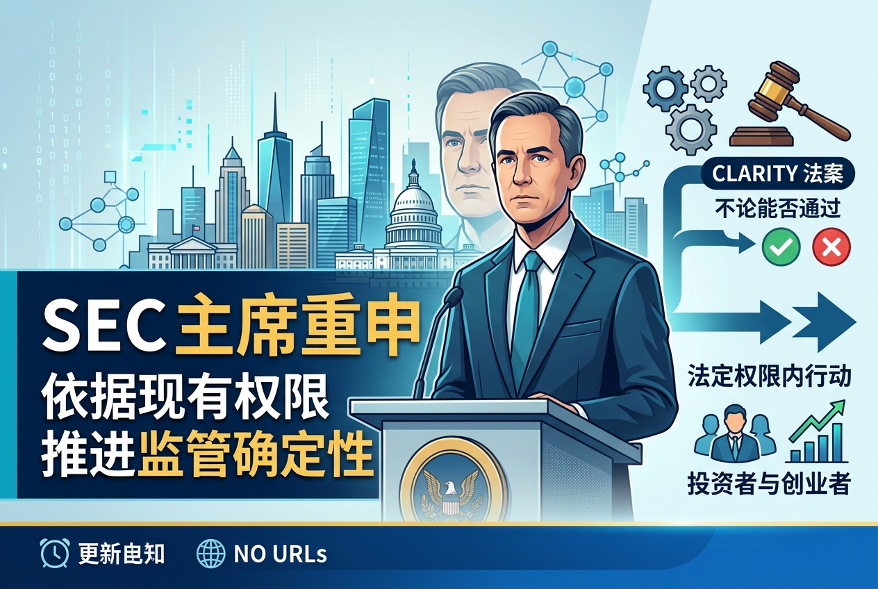 SEC主席重申：无论《CLARITY法案》能否通过，都将依据现有法定权限推进监管确定性