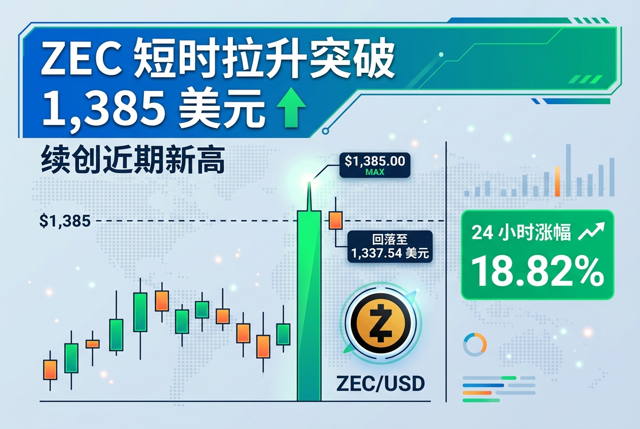 ZEC 短时拉升突破 1,385 美元,续创近期新高