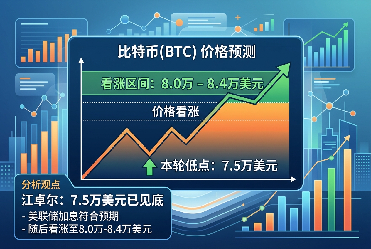 江卓尔:7.5 万美元为本轮比特币低点,后续看涨至 8 万至 8.4 万美元
