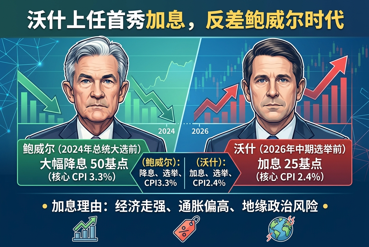 沃什上任后首次议息即加息,政策路径与鲍威尔时期形成反差