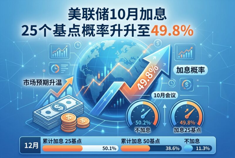 美联储 10 月加息 25 个基点概率升至 49.8%-指挥使社区 - 真实线索、热点议题与深度观察
