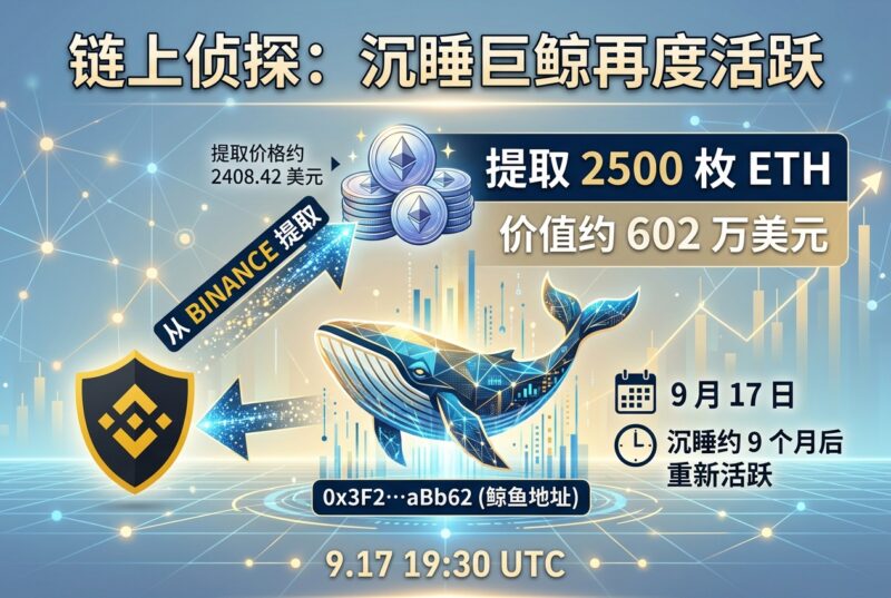链上侦探|沉睡约 9 个月的鲸鱼地址从 Binance 提取 2500 枚 ETH,价值约 602 万美元-指挥使社区 - 真实线索、热点议题与深度观察
