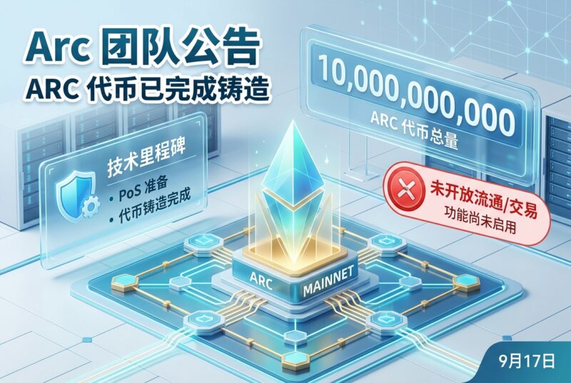Arc 团队:ARC 代币铸造已完成,总量 100 亿枚,暂未开放流通-指挥使社区 - 真实线索、热点议题与深度观察